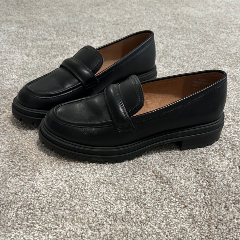 Madewell Chunky Black Leather Loafers